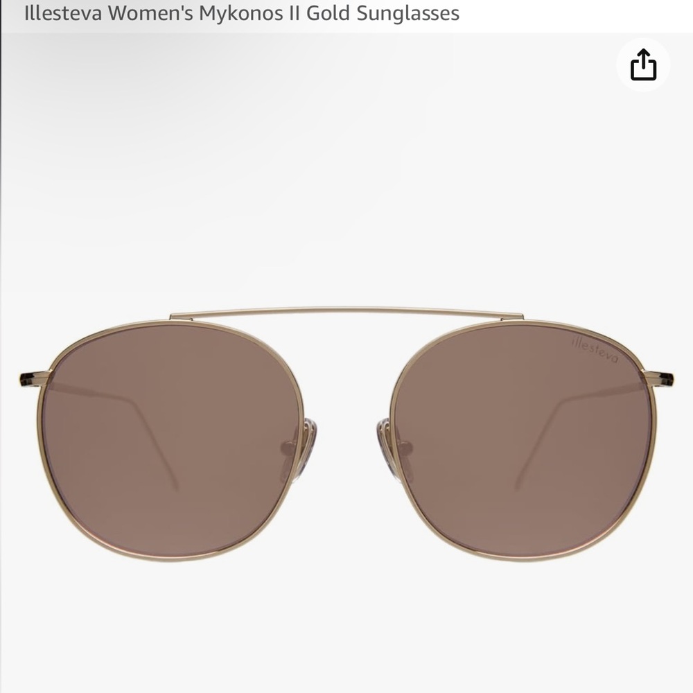 Illesteva Mykonos Round Frame Gold Tone Sunglasses